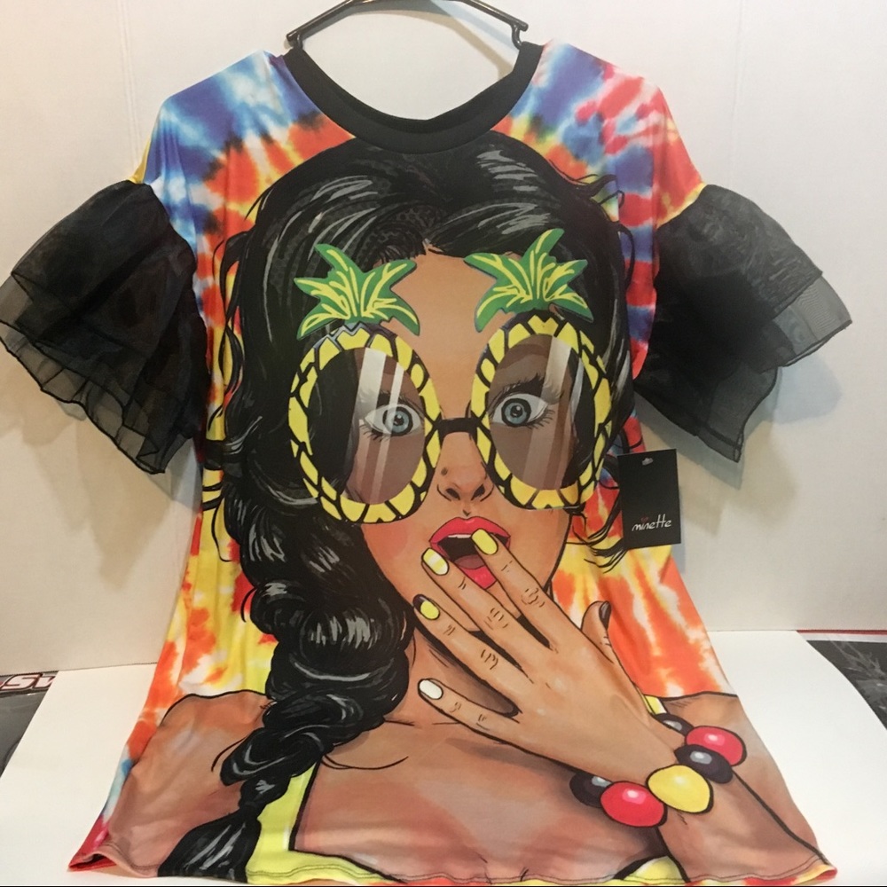 Are you happy to see me! Colorful shirt!